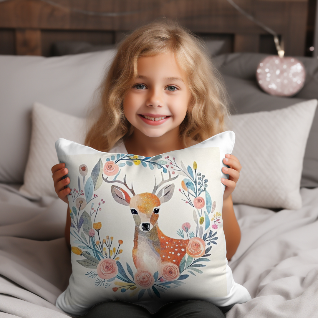 Spun Fabric Deer Pillow Case