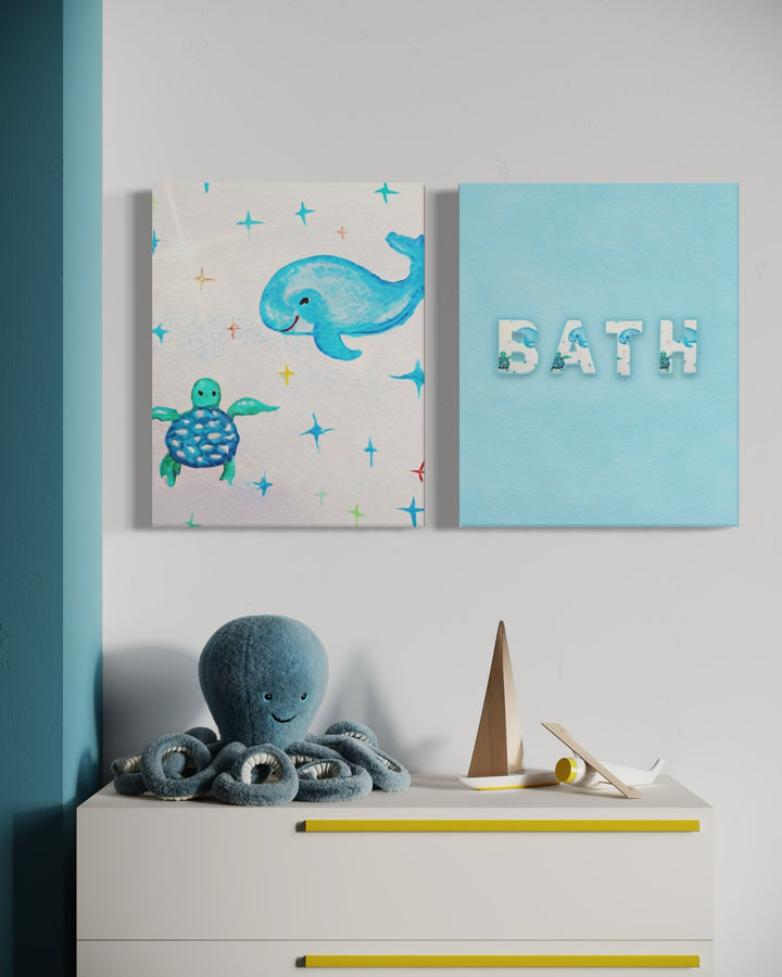 Whale & Turtle Canvas Print 16"x20"(Made in USA)