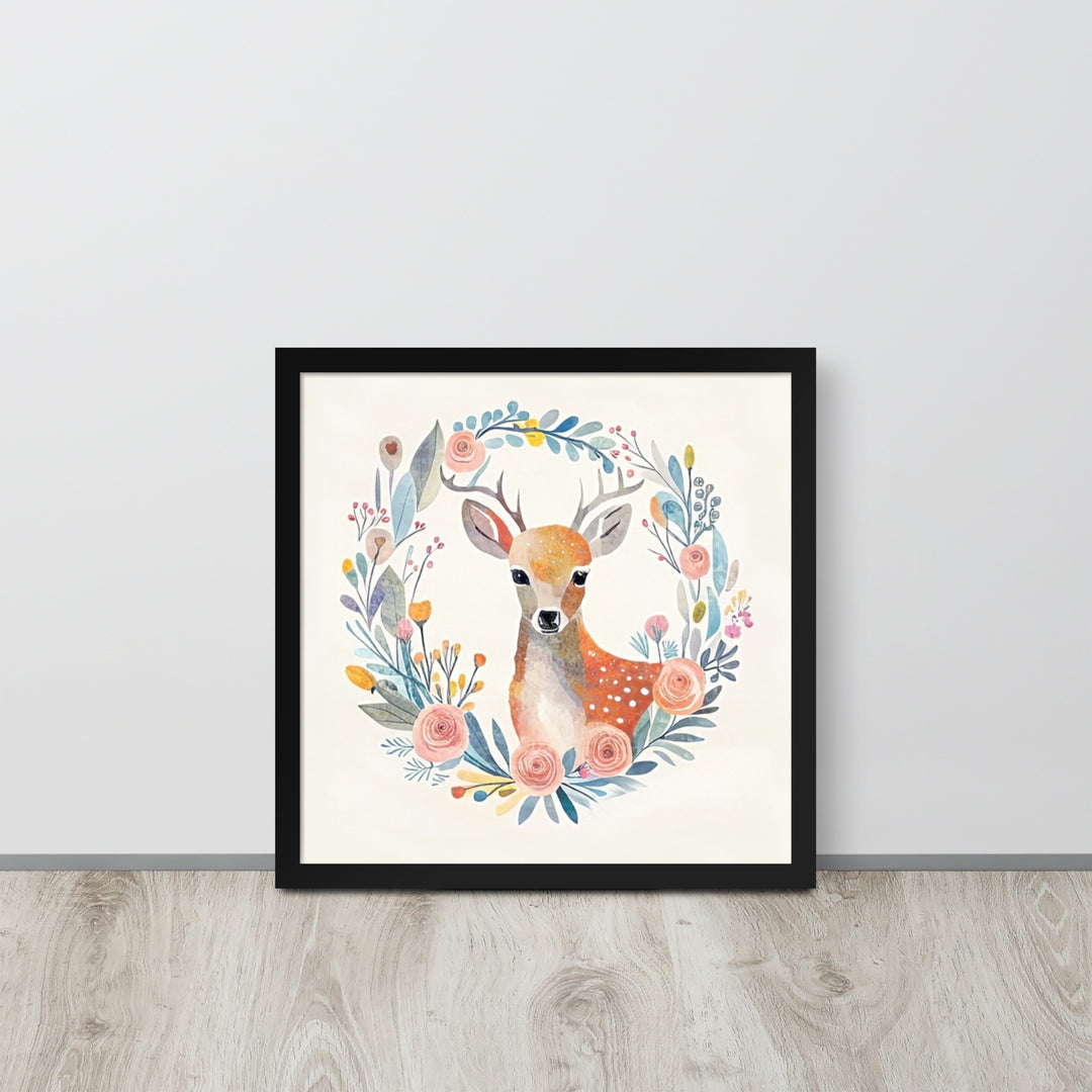 Deer with Flowers with framed