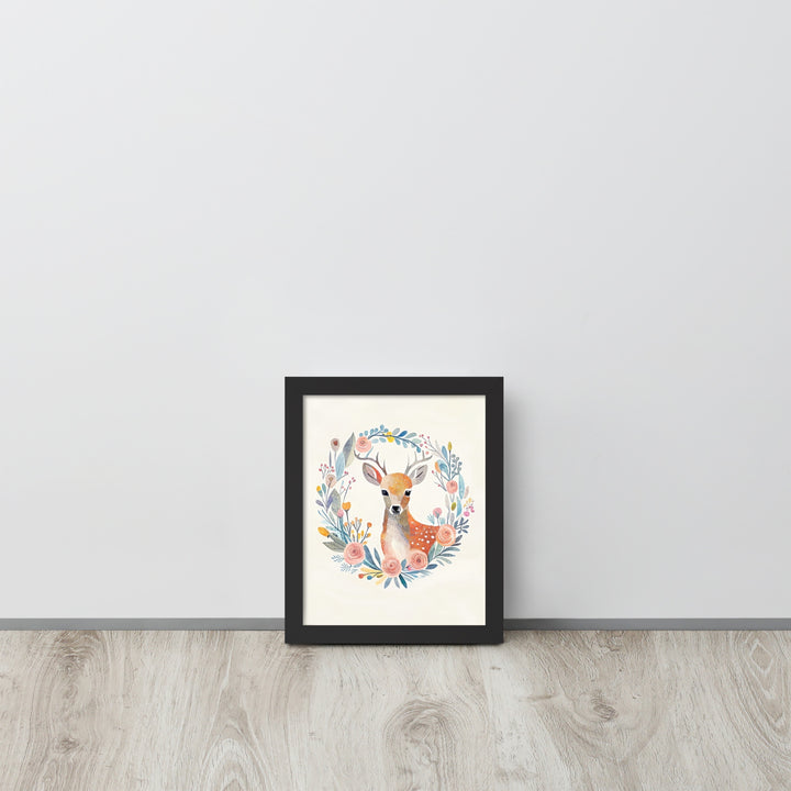 Deer with Flowers with framed