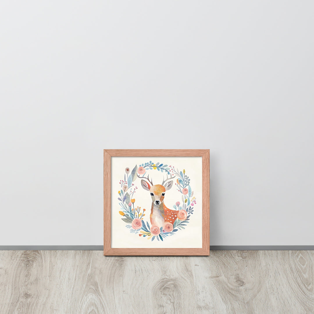 Deer with Flowers with framed