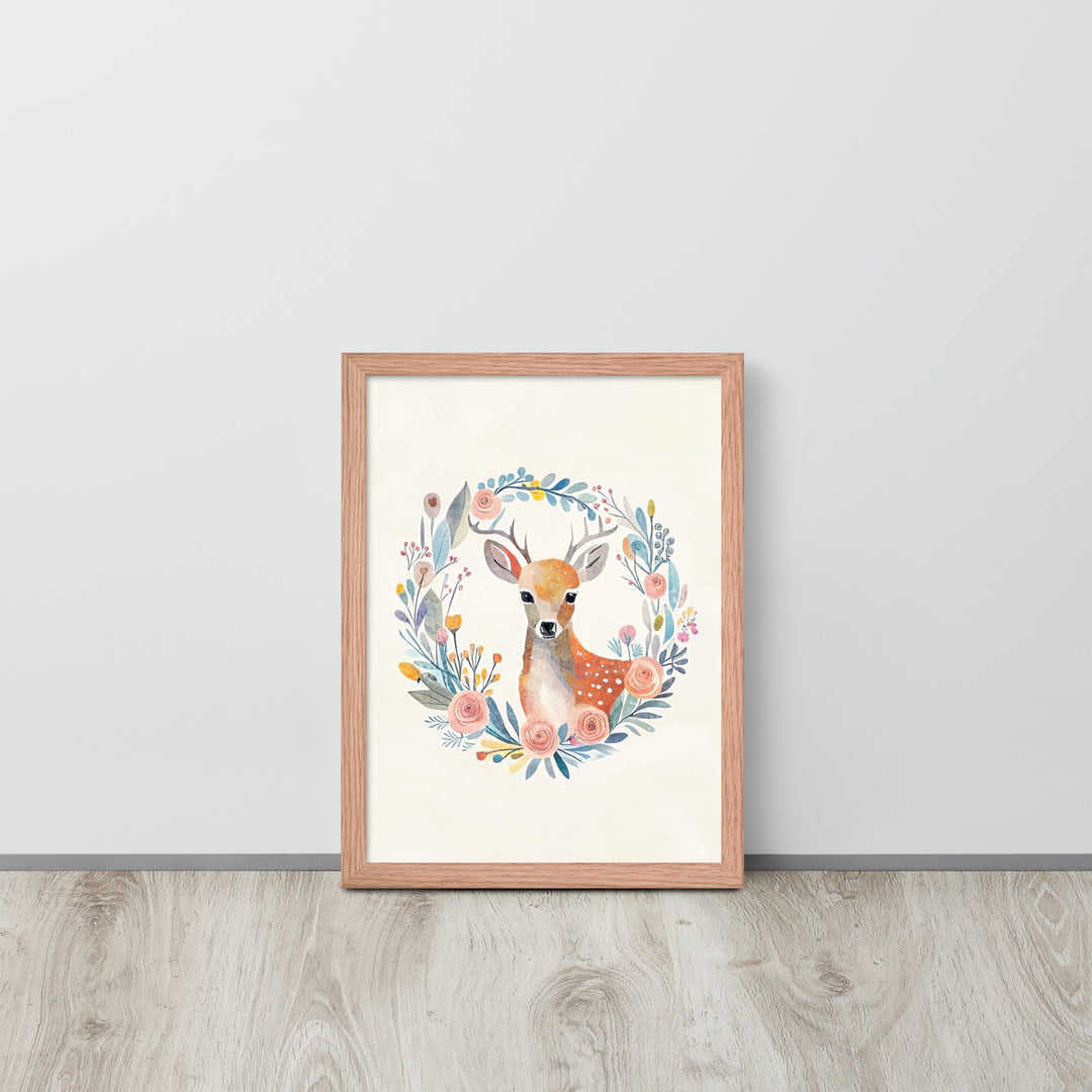 Deer with Flowers with framed