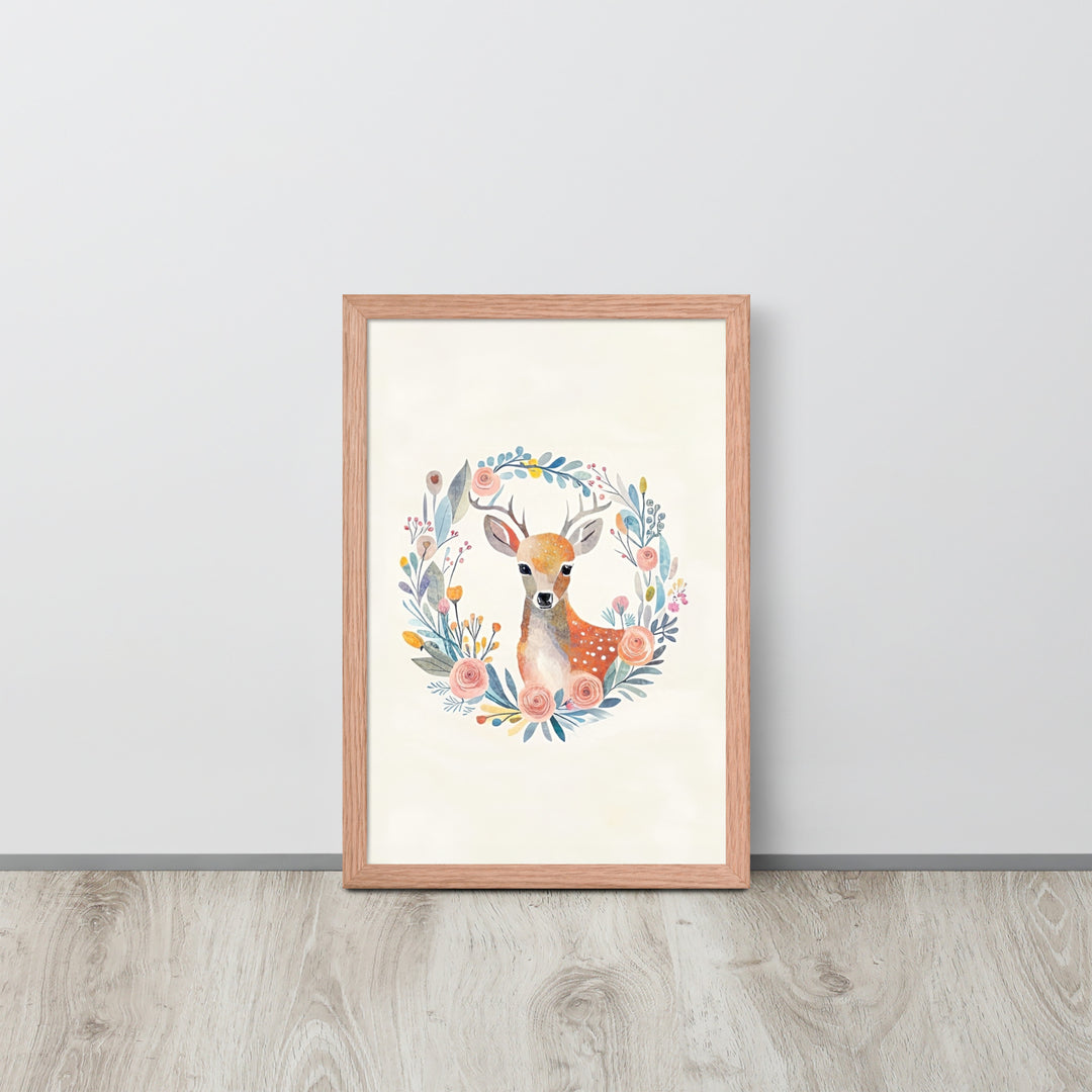 Deer with Flowers with framed