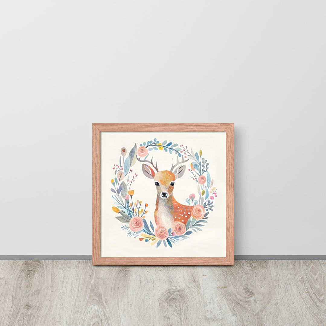 Deer with Flowers with framed