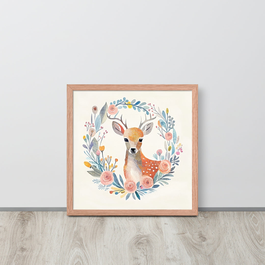 Deer with Flowers with framed