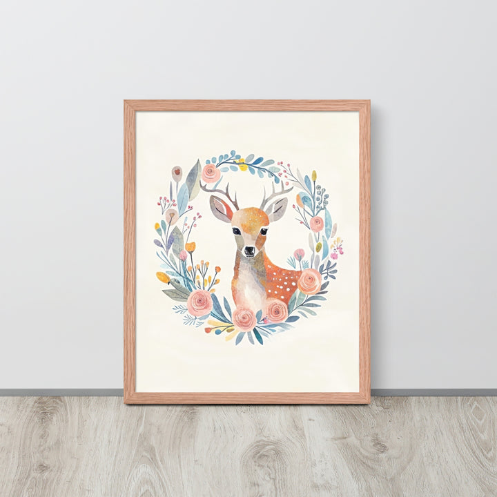 Deer with Flowers with framed