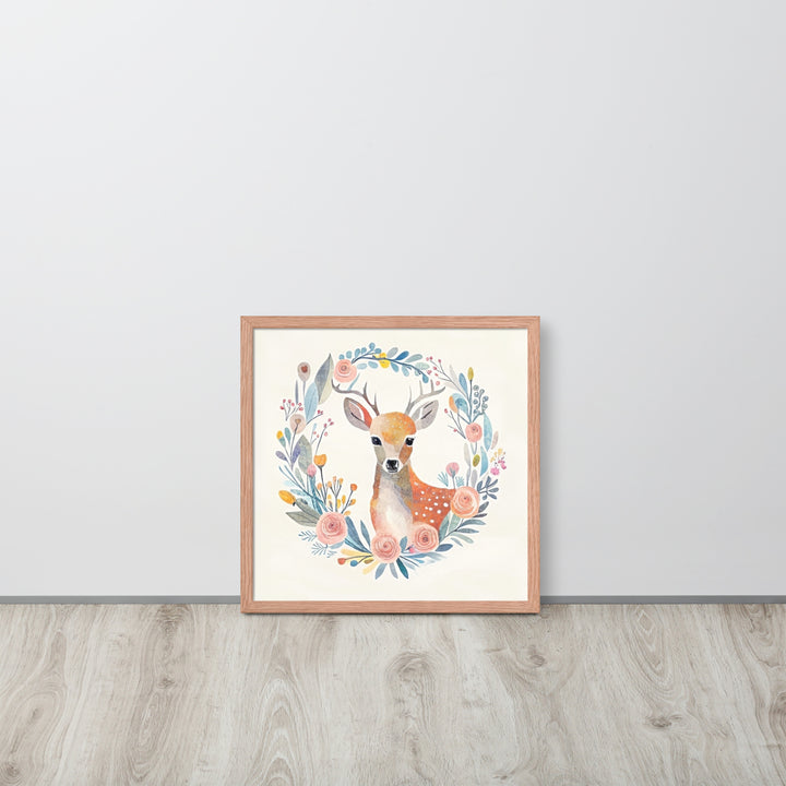 Deer with Flowers with framed