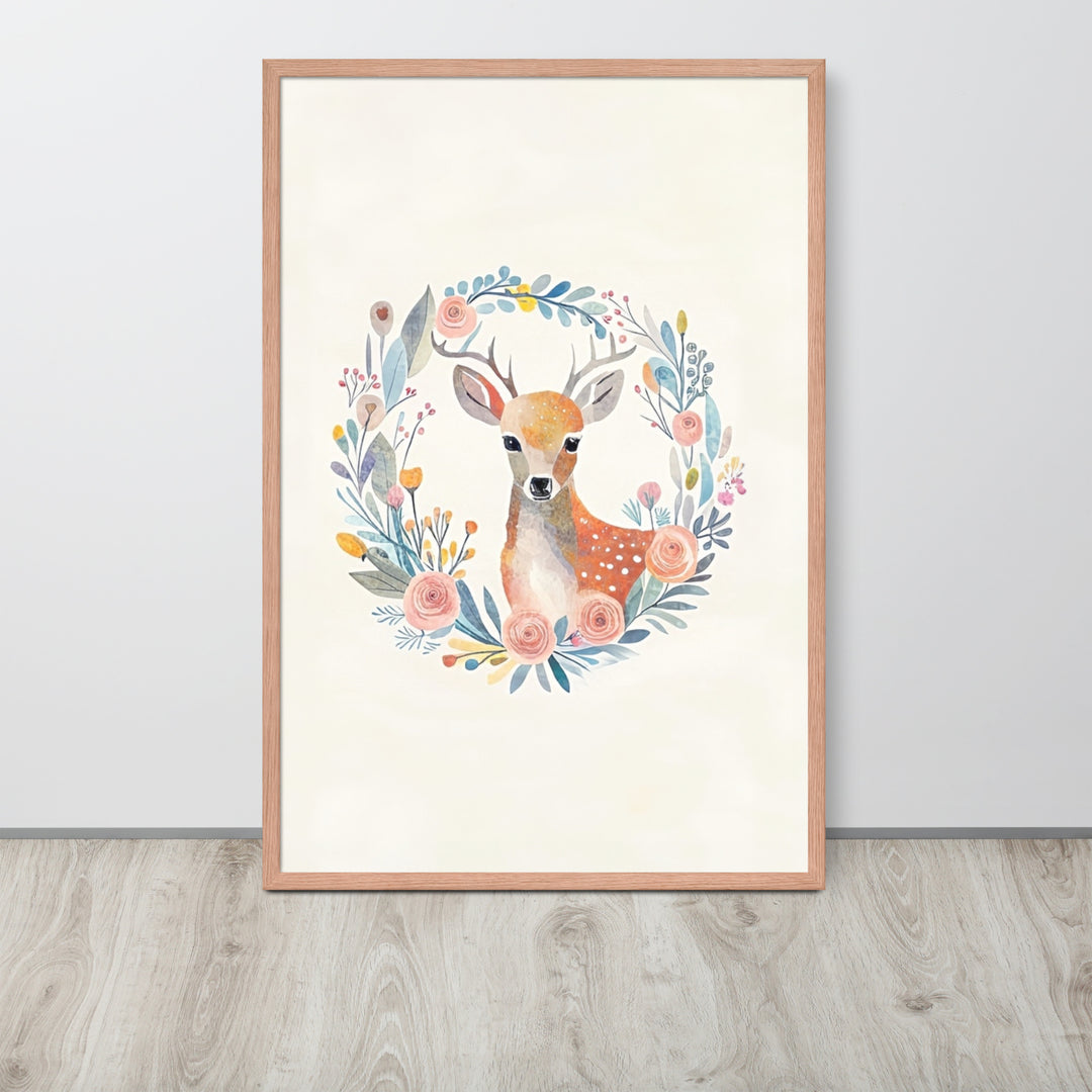 Deer with Flowers with framed