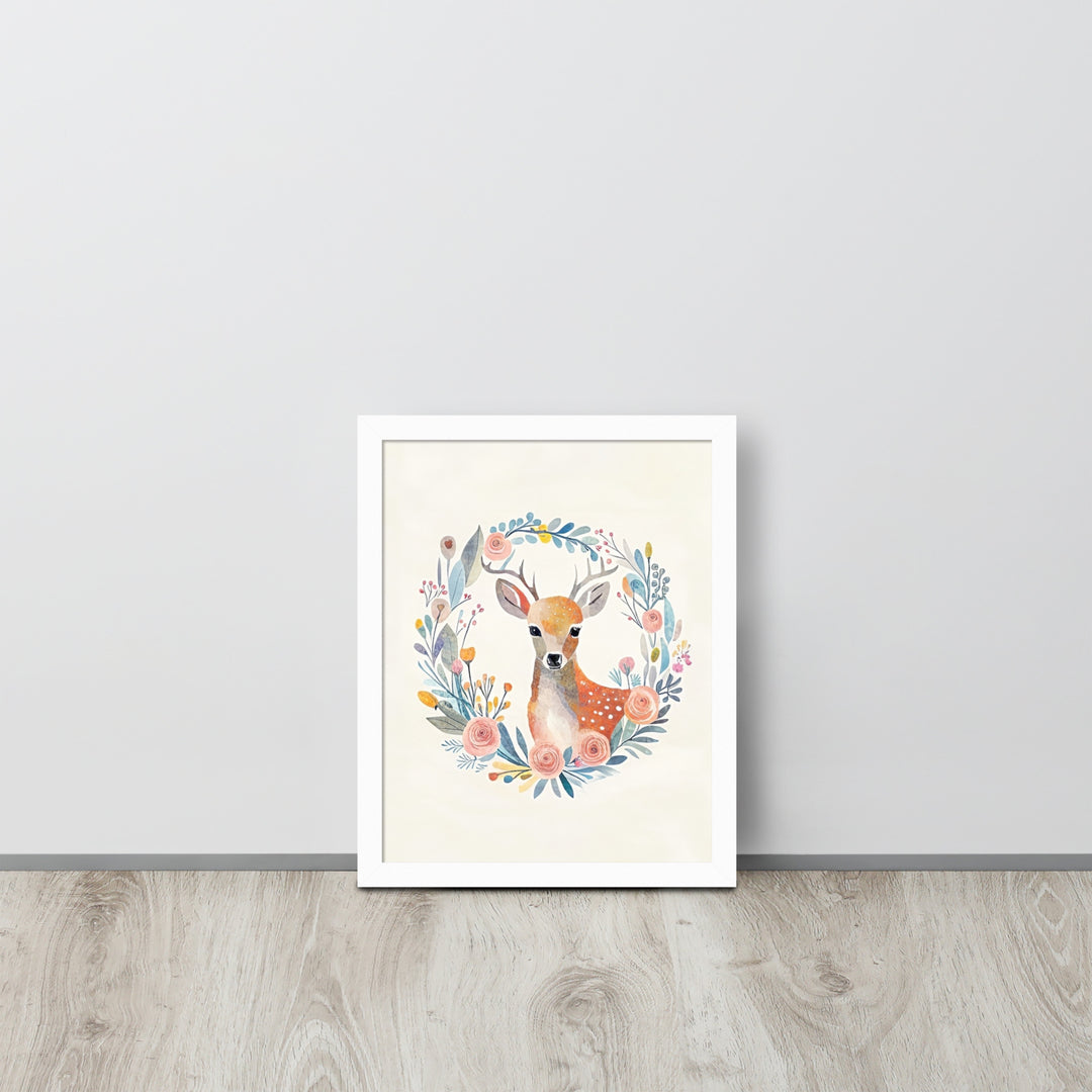 Deer with Flowers with framed