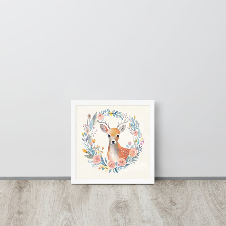 Deer with Flowers with framed