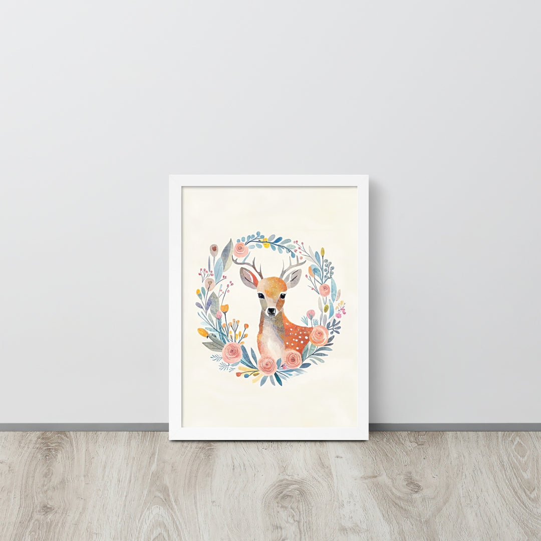 Deer with Flowers with framed