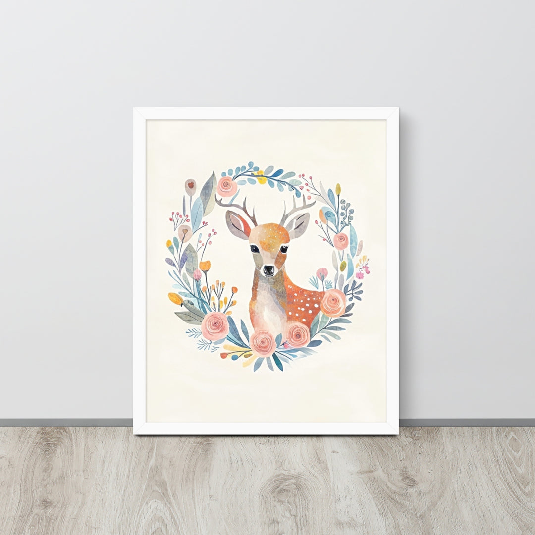 Deer with Flowers with framed