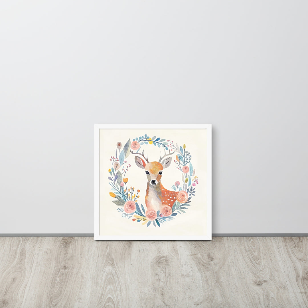 Deer with Flowers with framed