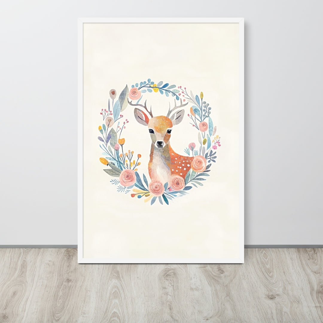 Deer with Flowers with framed