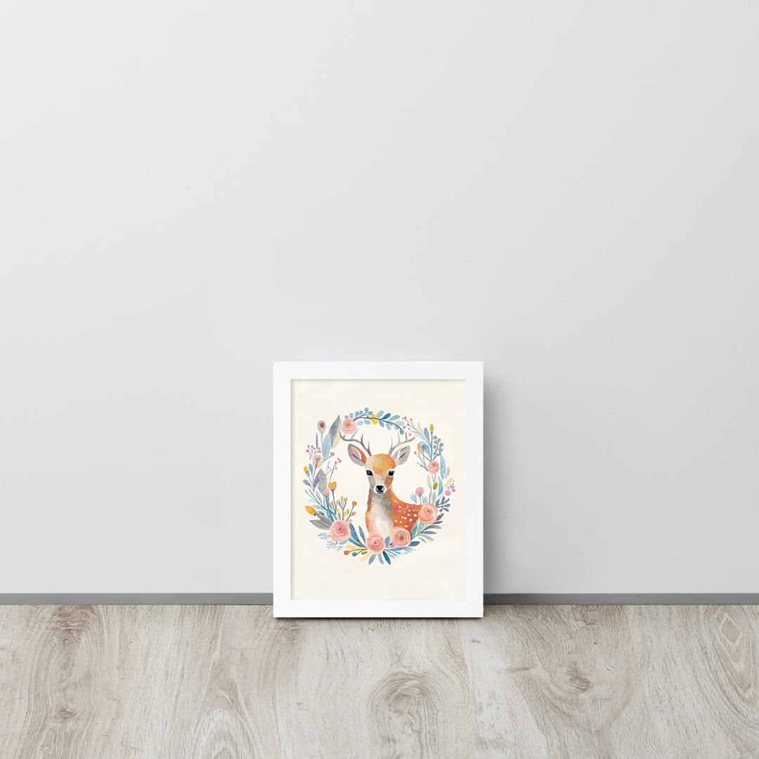 Deer with Flowers with framed