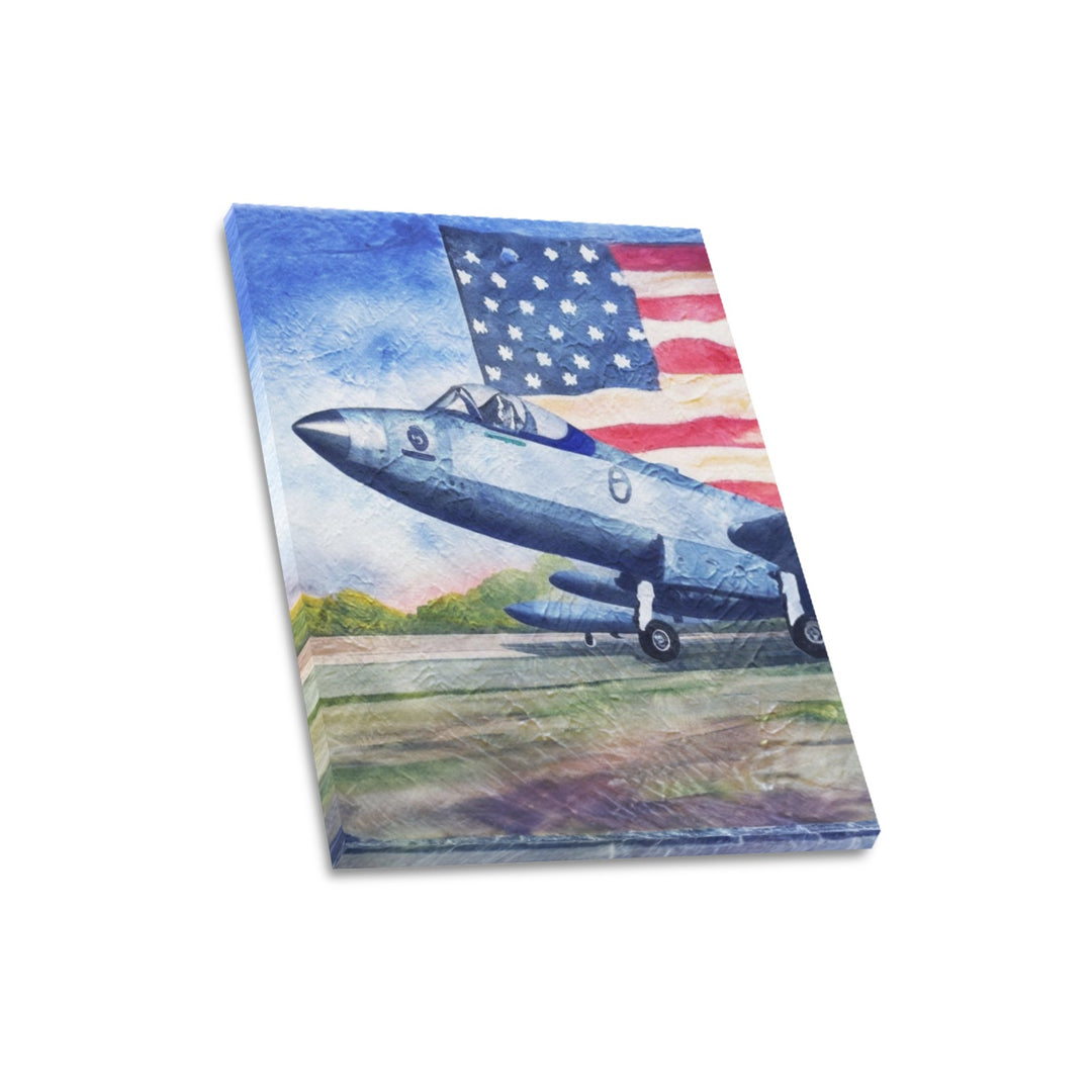 Jet with American Flag Print 16"x20"(Made in USA)